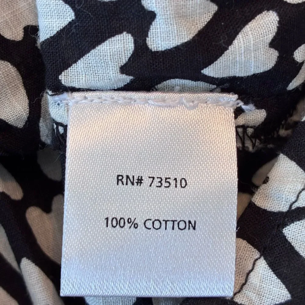 Ivy jane Black & White Heart Print Smocked Peasant Top prairie Cottagecore